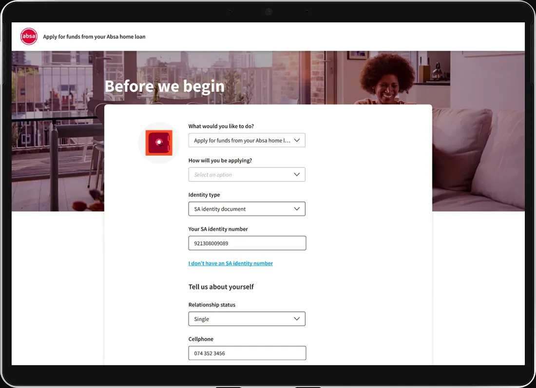Before We Begin screen — The Digital Sales Platform landing page, pre-populated with customer details.