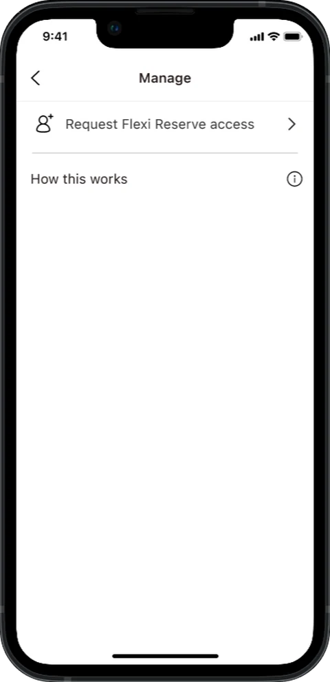 Manage screen — Buttons appear only when an action is available.