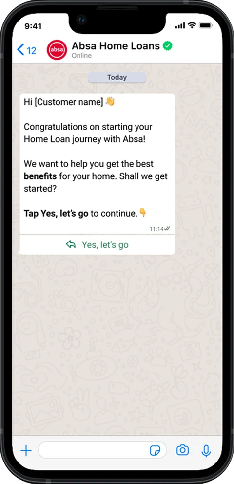 Opening Message screen — A greeting and one tappable reply.
