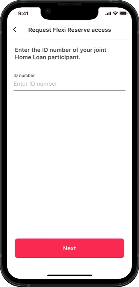 Participant Details screen — A single field. The joint participant is identified by ID number.