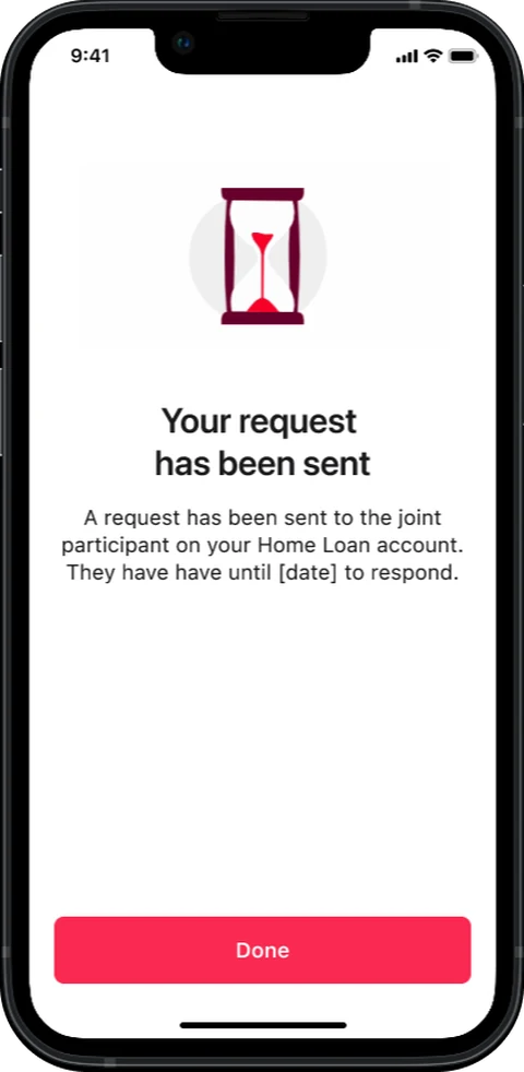 Request Sent screen — Confirmation, with the deadline for the other party to respond.
