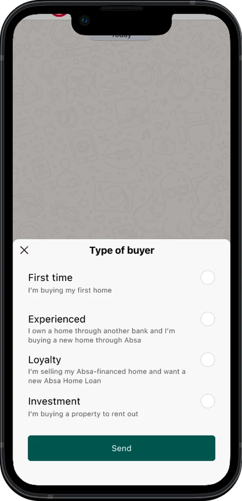 Type Picker screen — A native list sheet, not free text.