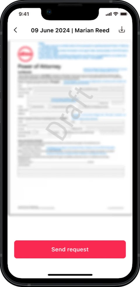 View Contract screen — The contract, surfaced and pre-populated by DocFusion.