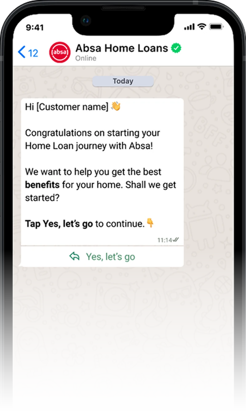 The WhatsApp re-engagement conversation on mobile.
